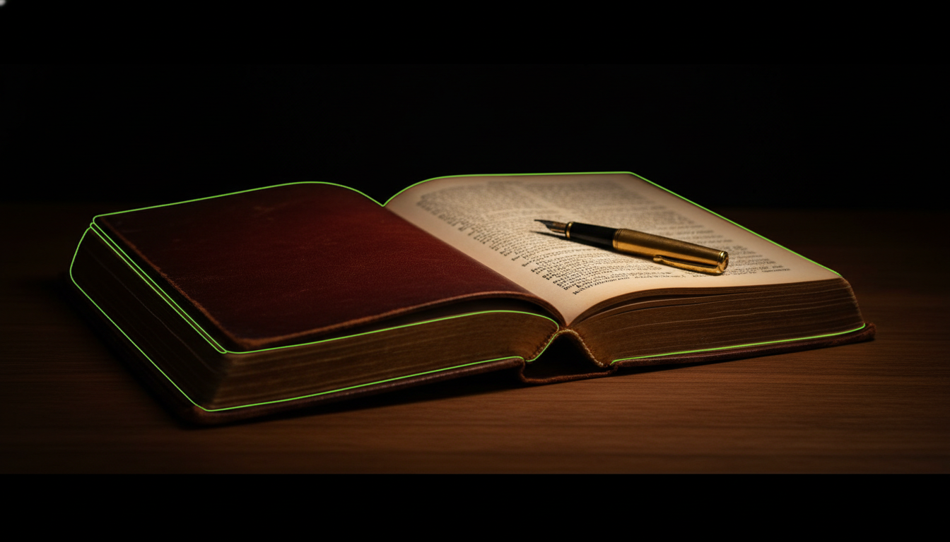 Antique 1907 leather-bound legal treatise — Gibson's Suits in Chancery — illuminated under desk lamp with lime-green rim light